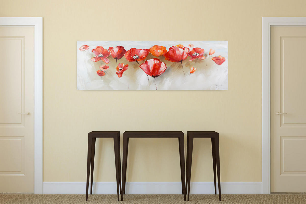 ÖLGEMÄLDE 150/50 cm - Rot, Holz/Textil (2/50cm) - KUNSTLOFT