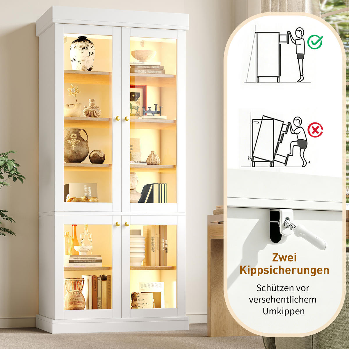 VITRINE LED Glasfront Weiß - Weiß, Glas (80/180/40cm) - FLIEKS