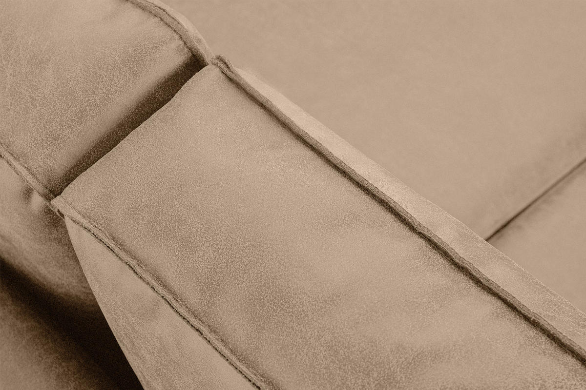 2-SITZER-SOFA INVIA Klassische-Stil mit Armlehnen, Lederoptik-Stoff, beige - Beige/Schwarz, Textil (164/87/98cm) - KONSIMO®