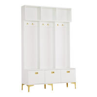 GARDEROBEN weiß & gold, mit sitzbank und 6 haken - Weiß, Holzwerkstoff (120/191/40cm) - Urban Meuble