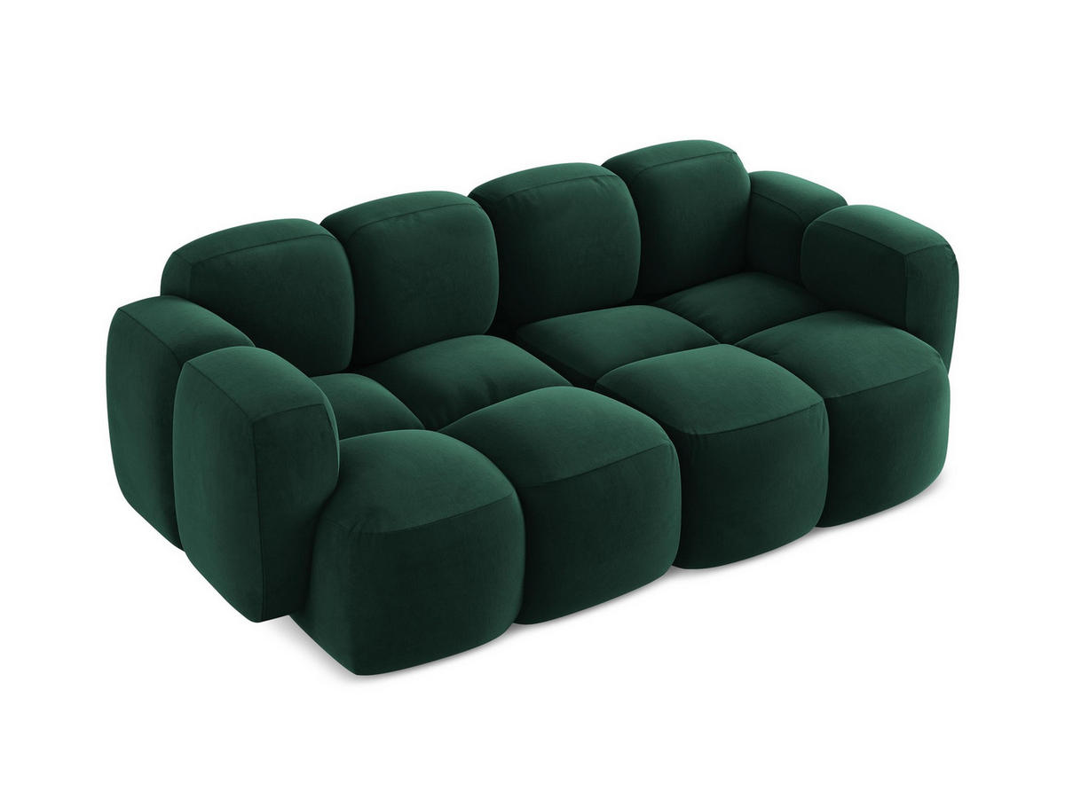2-SITZER SOFA Samt Stoff Grün - Dunkelgrün/Schwarz, Holzwerkstoff/Kunststoff (210/72/115cm) - Makamii