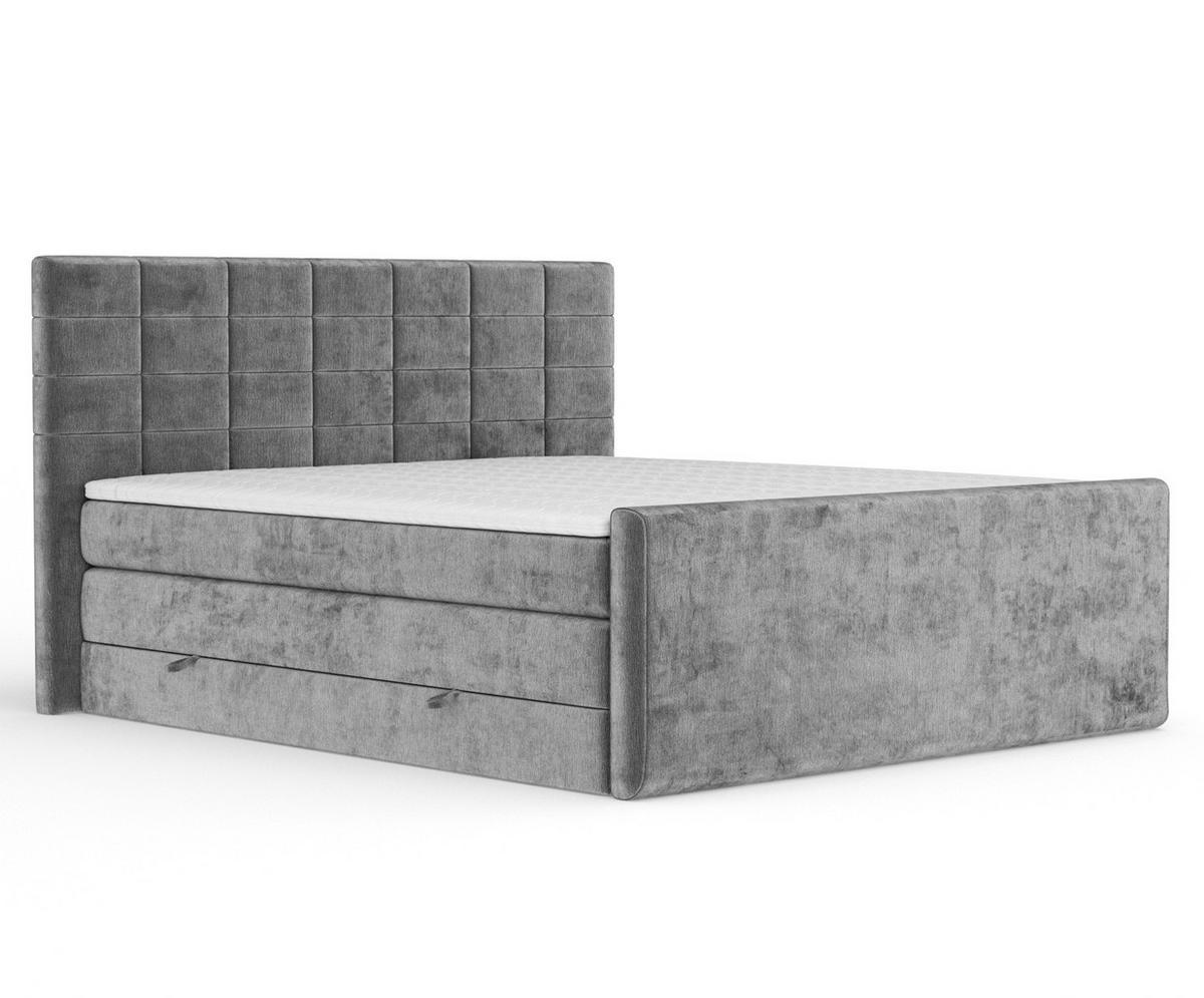 BOXSPRINGBETT Ava Grau 200/200 cm - Schwarz/Grau, Holz/Holzwerkstoff (200/200cm) - Maison de Reve