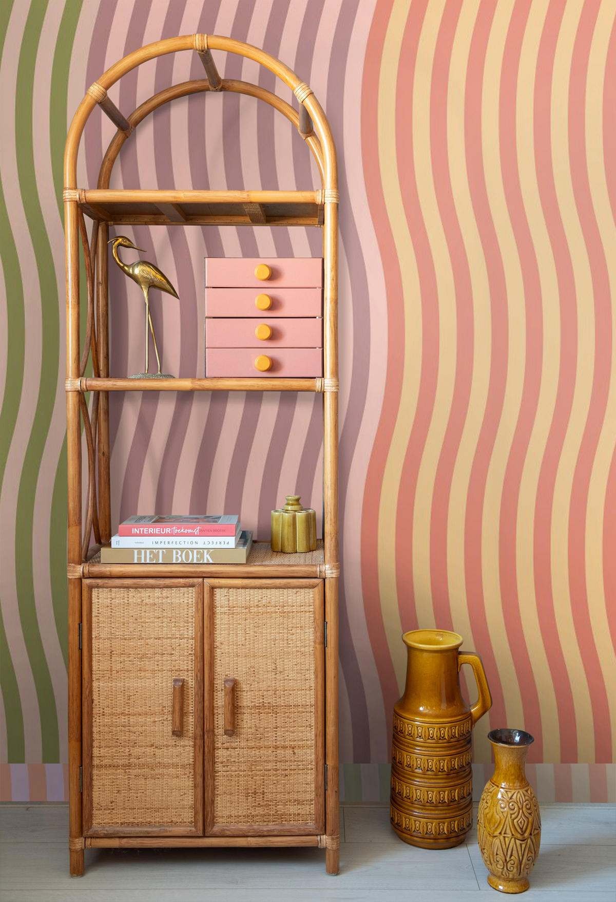 FOTOTAPETE Zickzack-Motiv 300 x 279 cm - Pink, Papier (300/279cm) - ESTAhome