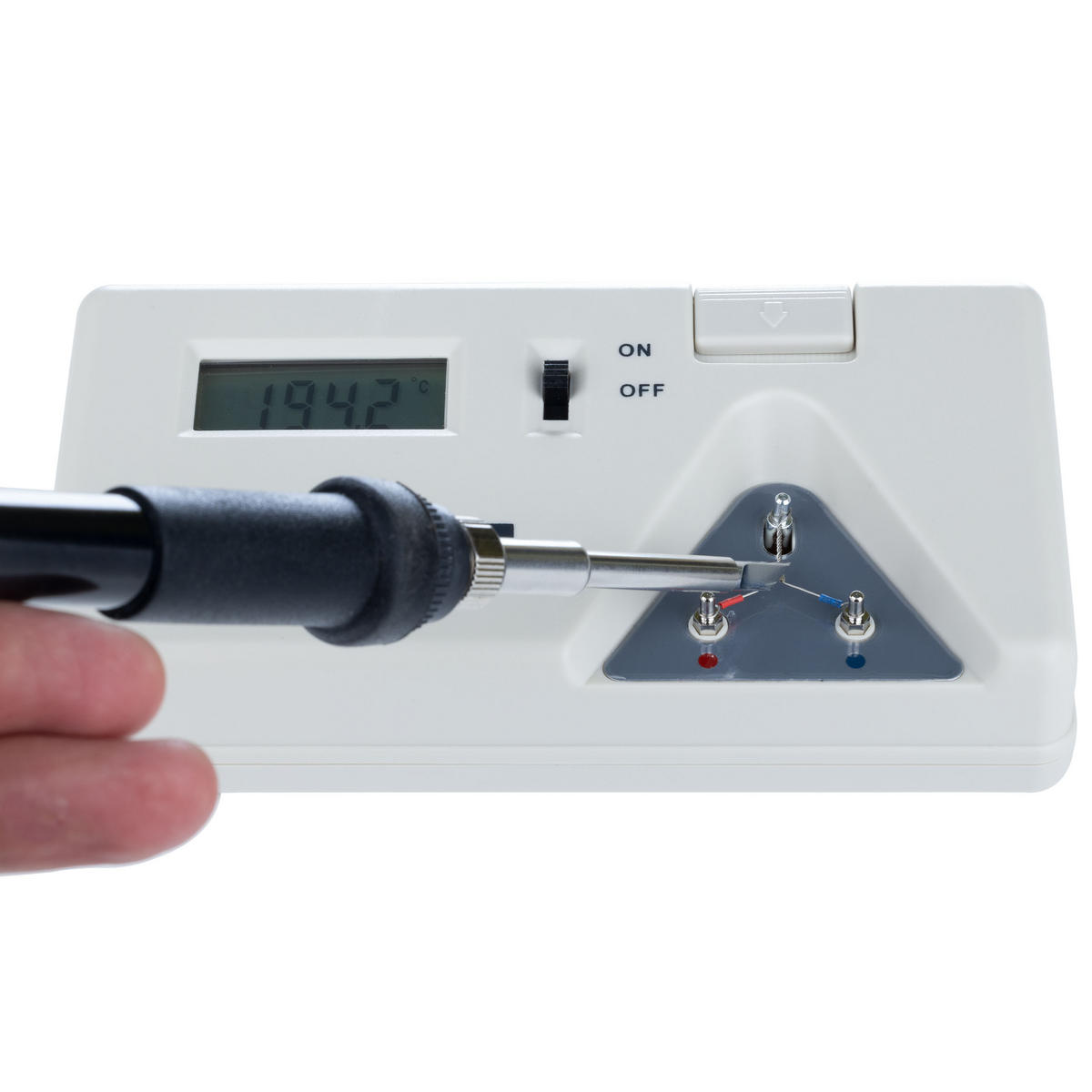 TEMPERATURMESSGERÄT 191 - für Lötkolben, K-Thermoelement, 0-600 °C, 3,5 Zoll LCD, 10 Sensoren, 6F22 Batterie, Set - Multicolor, Kunststoff/Metall (16/8/4cm)