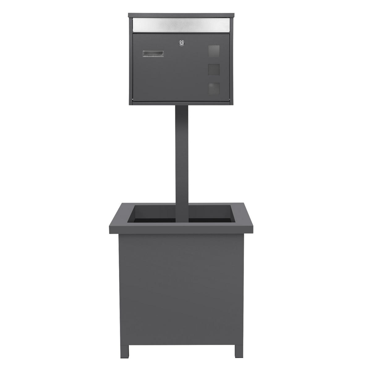 BRIEFKASTEN Anthrazit-Silber mit bepflanzbarem Ständer - Anthrazit, Metall (120cm) - ML-DESIGN