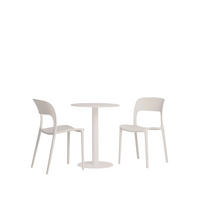 GARTEN-SET mit Tisch und 2 stapelbaren Stühlen in Beige Klint - Beige, Metall - Klast Home