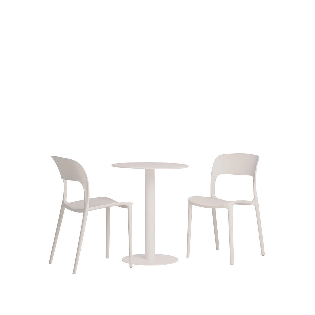 GARTEN-SET mit Tisch und 2 stapelbaren Stühlen in Beige Klint - Beige, Metall - Klast Home