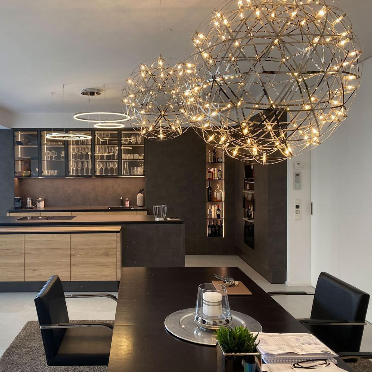 LED-HÄNGELAMPE Atom Schwarzchrom Ø 70cm - Schwarz, Metall (70/70/70cm) - s.luce