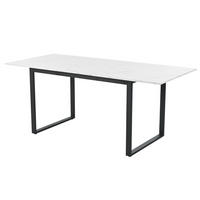 AUSZIEHTISCH 140/80/75 cm in Weiß mit Marmoroptik & Metallgestell - Weiß, Holzwerkstoff (180/80/75cm) - BEAOK
