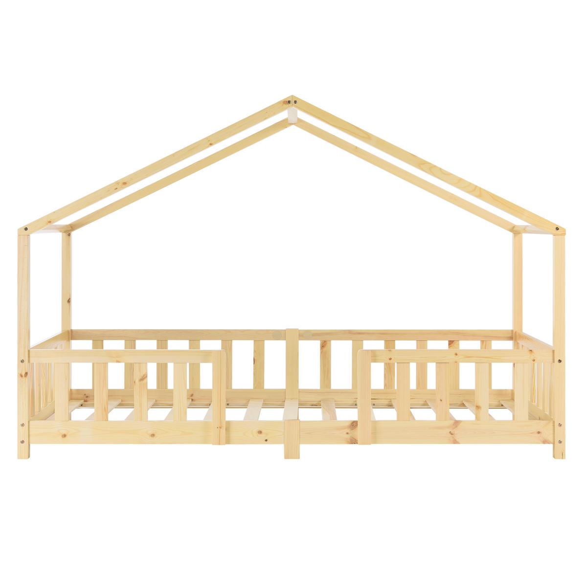 HAUSBETT Treviolo mit Matratze - Naturfarben, Holz/Textil (90/200cm) - [en.casa]