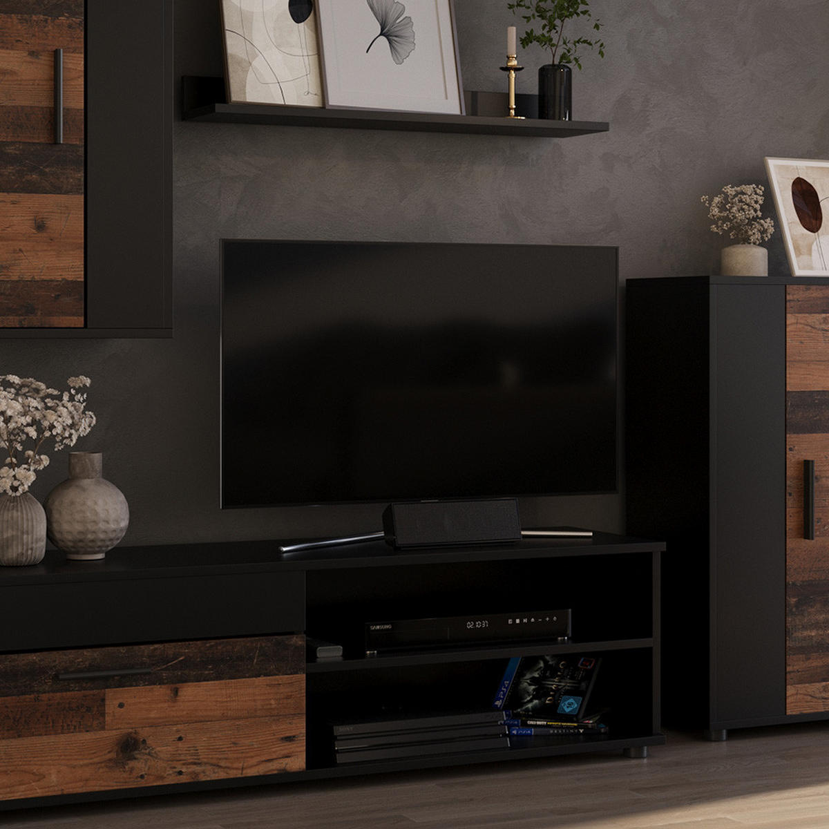 Wildeiche/Anthrazit, Holzwerkstoff (140/38.7/35.2cm) - Vicco