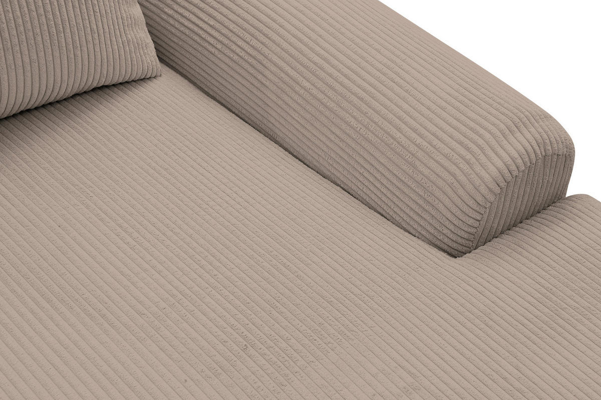 ECKSOFA Dream Cord in L-Form mit Schlaffunktion und Bettkasten, Farbe: Braun, Cordstoff, Ottomane Rechts - Braun, Textil (260/136cm) - VENASI MÖBEL