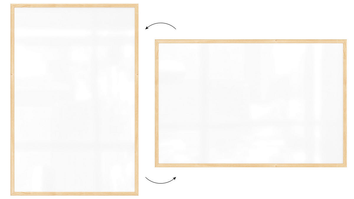 WHITEBOARD Magnetisch mit Naturholzrahmen 90x60cm - Weiß, Metall (90/60/1.5cm) - ALLboards