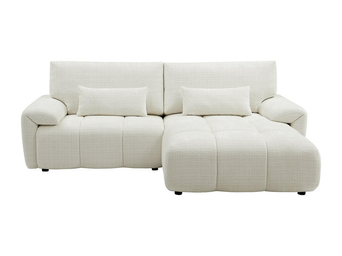 ECKSOFA – Ecke rechts – Chenille-Stoff – Offwhite – ANELKO - Weiß, Textil (242/171cm) - Vente-Unique