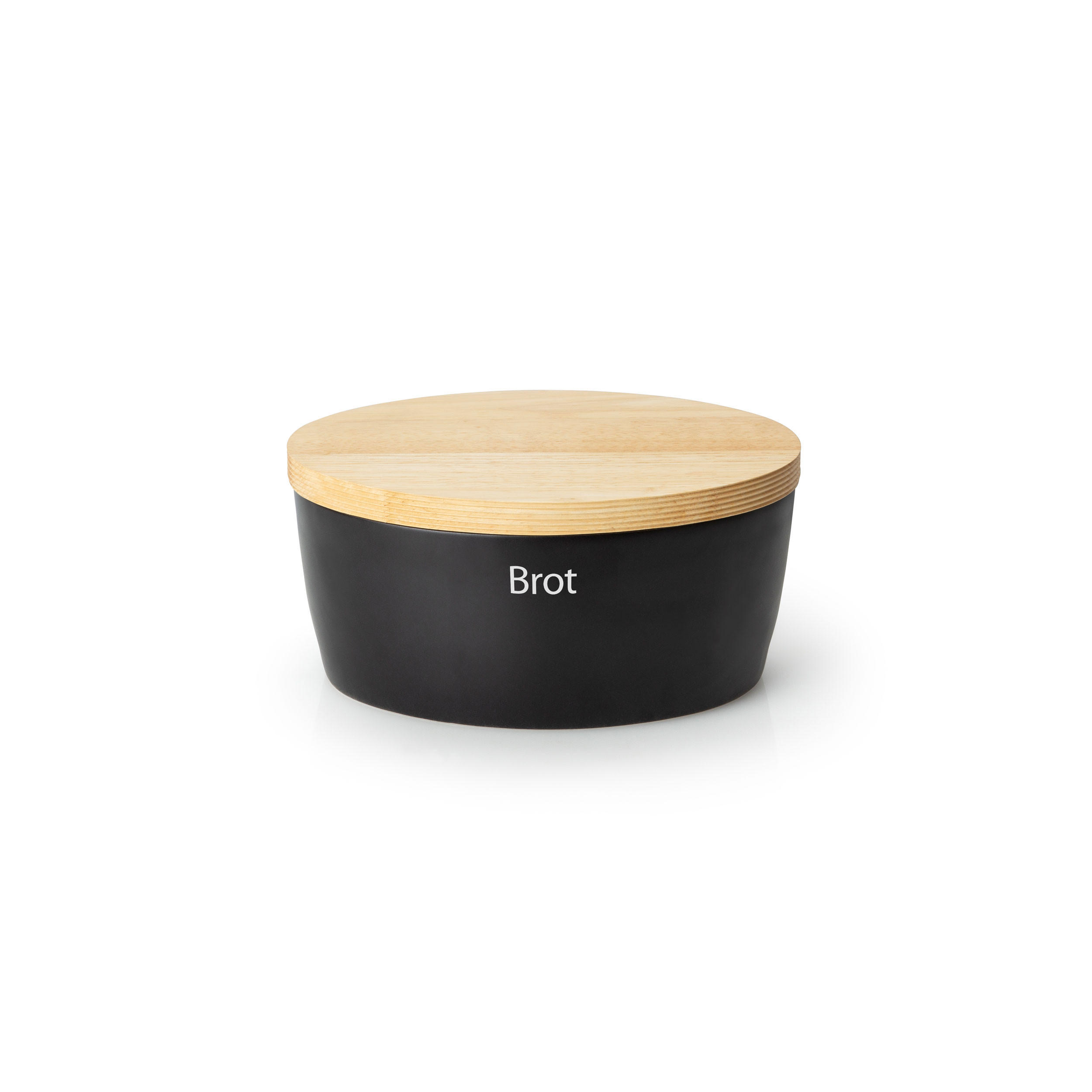 BROTTOPF oval mit Holzdeckel S, Keramik, Schwarz, 27 x 20 x 13.5 cm - Schwarz, Keramik (20/13.5/27cm) - Continenta