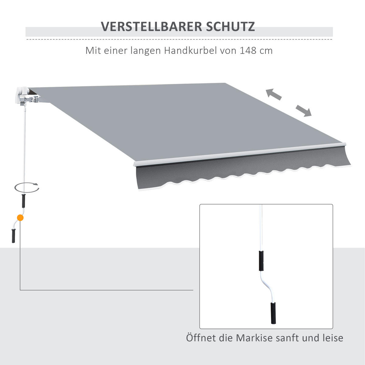 MARKISE, Weiß+Beige, Aluminium, Stahl, Polyester - Grau, Metall (245/350/395cm) - Outsunny