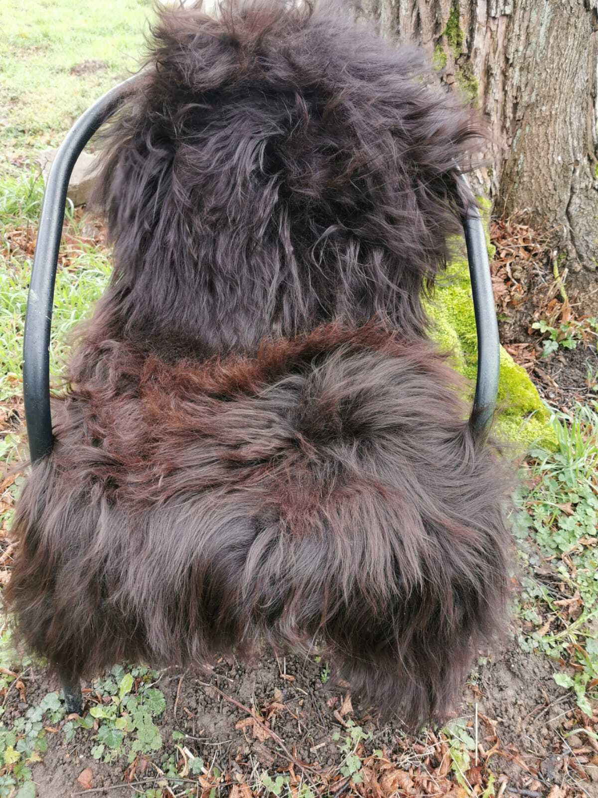 FELL Öko Island Lammfell Schaffell Natur Braun lange Wolle ca. 115 cm - Rotbraun/Dunkelbraun, Fell (65/115cm) - Provellus