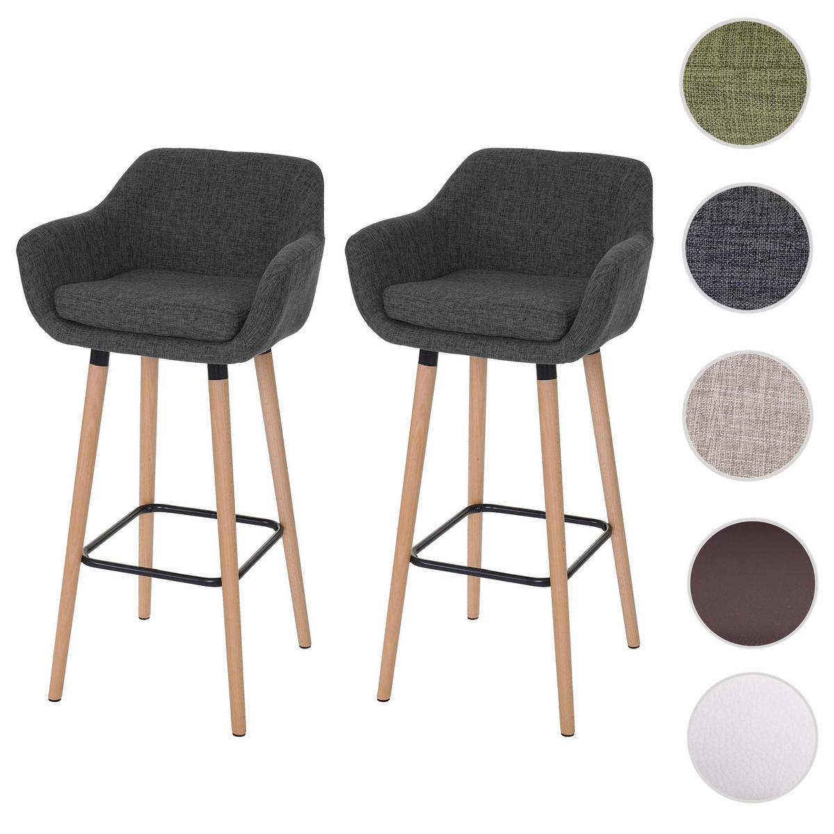 BARHOCKER Anthrazit 2er-Set - Anthrazit, Textil (53/99/45cm) - MCW