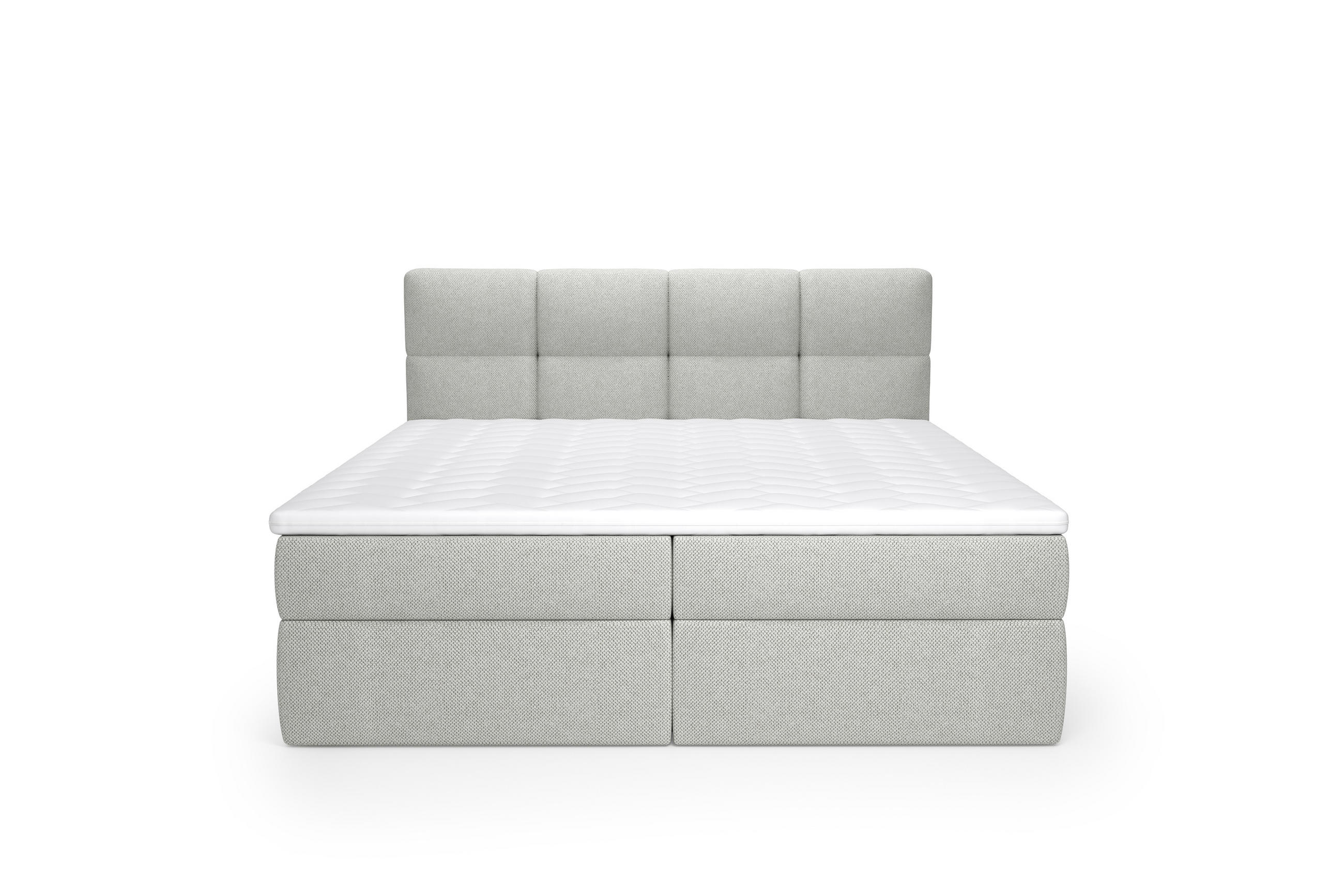 BOXSPRINGBETT Ruhe 160x200 – in Grau, Kaltschaum-Topper, großem Bettkasten - Hellgrau, Textil (160/200cm)