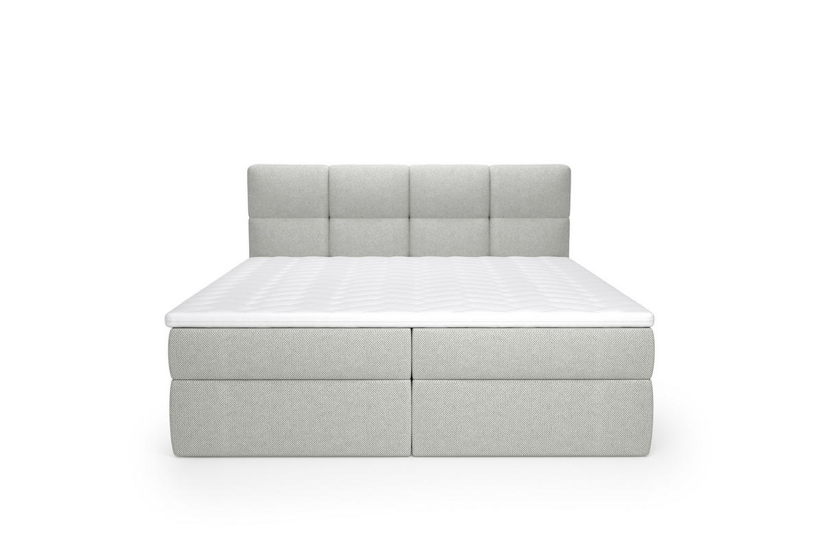 BOXSPRINGBETT Ruhe 160x200 – in Grau, Kaltschaum-Topper, großem Bettkasten - Hellgrau, Textil (160/200cm)