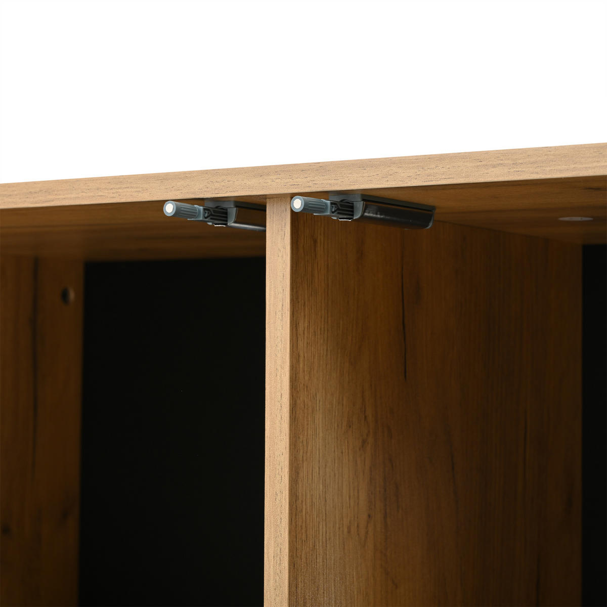 TV STOLEK přírodní a černý 180 cm pro televize do 75 palců - přírodní, kompozitní dřevo (180/50/40cm) - Urban Meuble