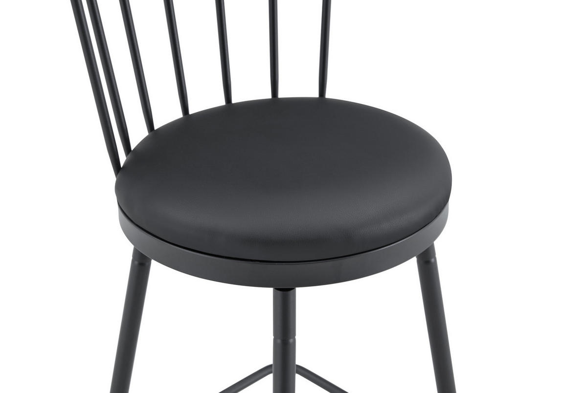 BARHOCKER mit gepolstertem Sitz Metall Schwarz - Schwarz, Metall (39/96/39cm) - Meubliv