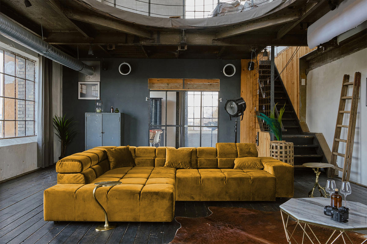 ECKSOFA MIT MOTORISCHEM SITZVORZUG NEVADA Gelb Velvet - Gelb/Schwarz, Textil (319/215cm) - KAWOLA