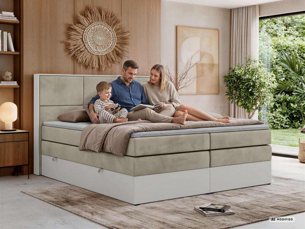POSTEL BOXSPRING DELVIT KING 160/200 - Světle šedá Samet - Topper Visco - H4 - černá/světle šedá, textil/plast (160/200cm) - MKS