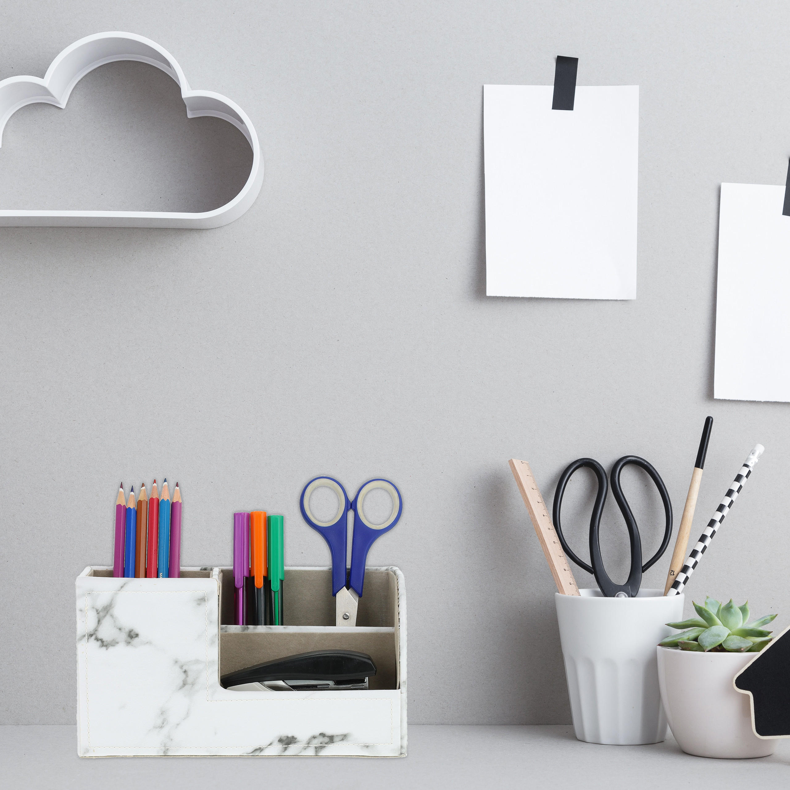 SCHREIBTISCH-ORGANIZER - Multicolor, Holzwerkstoff/Kunststoff (9/20/11cm) - Relaxdays