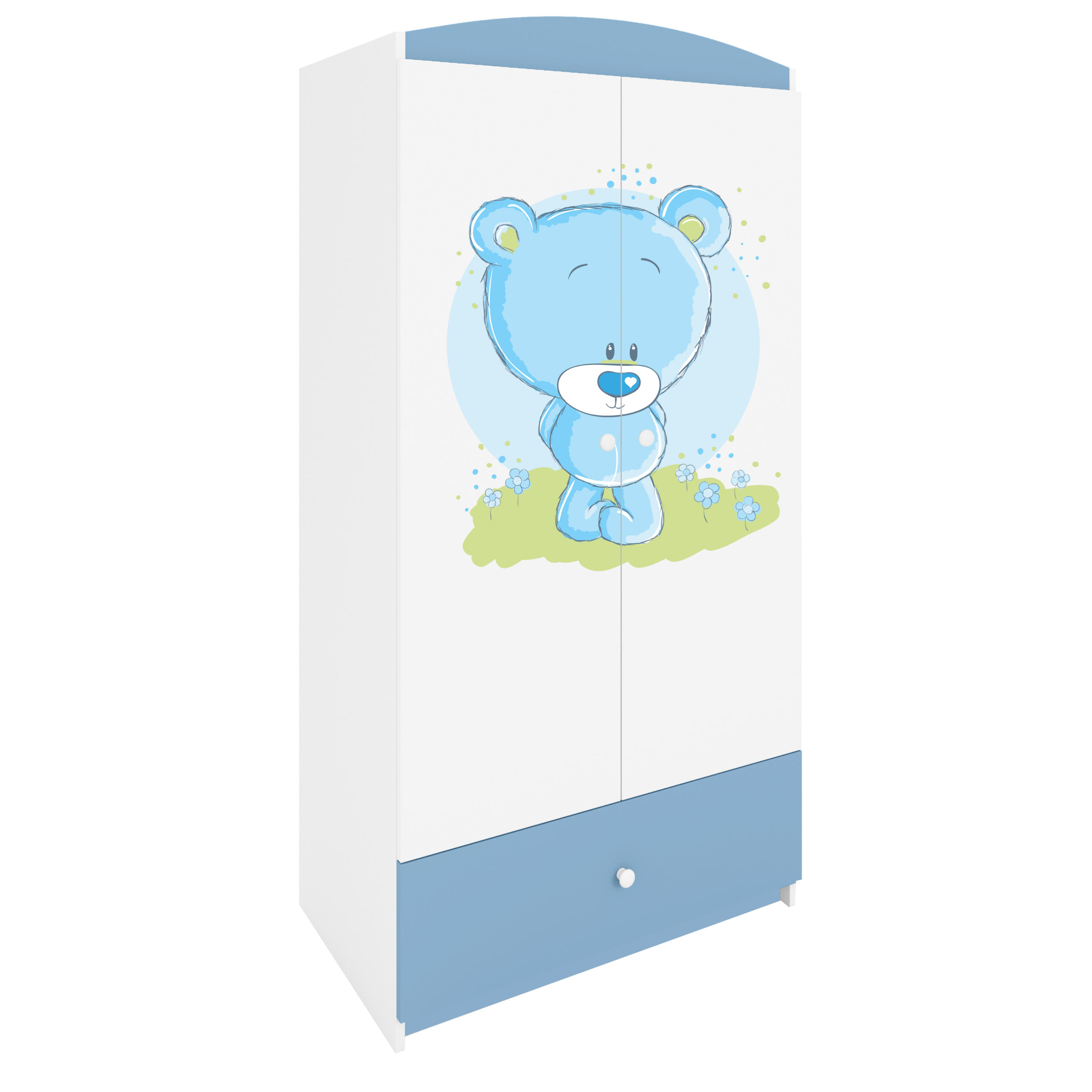 KINDERKLEIDERSCHRANK Blaubär - Blau, Holzwerkstoff (90/175/52cm) - RAUMHIRSCH FURNITURE