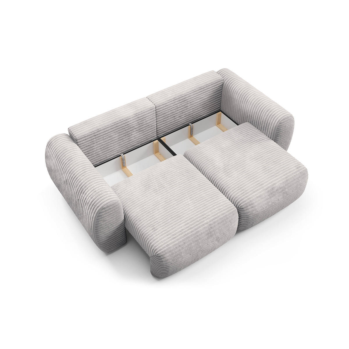 SOFA Camilla 3 Sitzplätze Hellgrau - Grau, Holz (266/95/121cm) - Petits-meubles