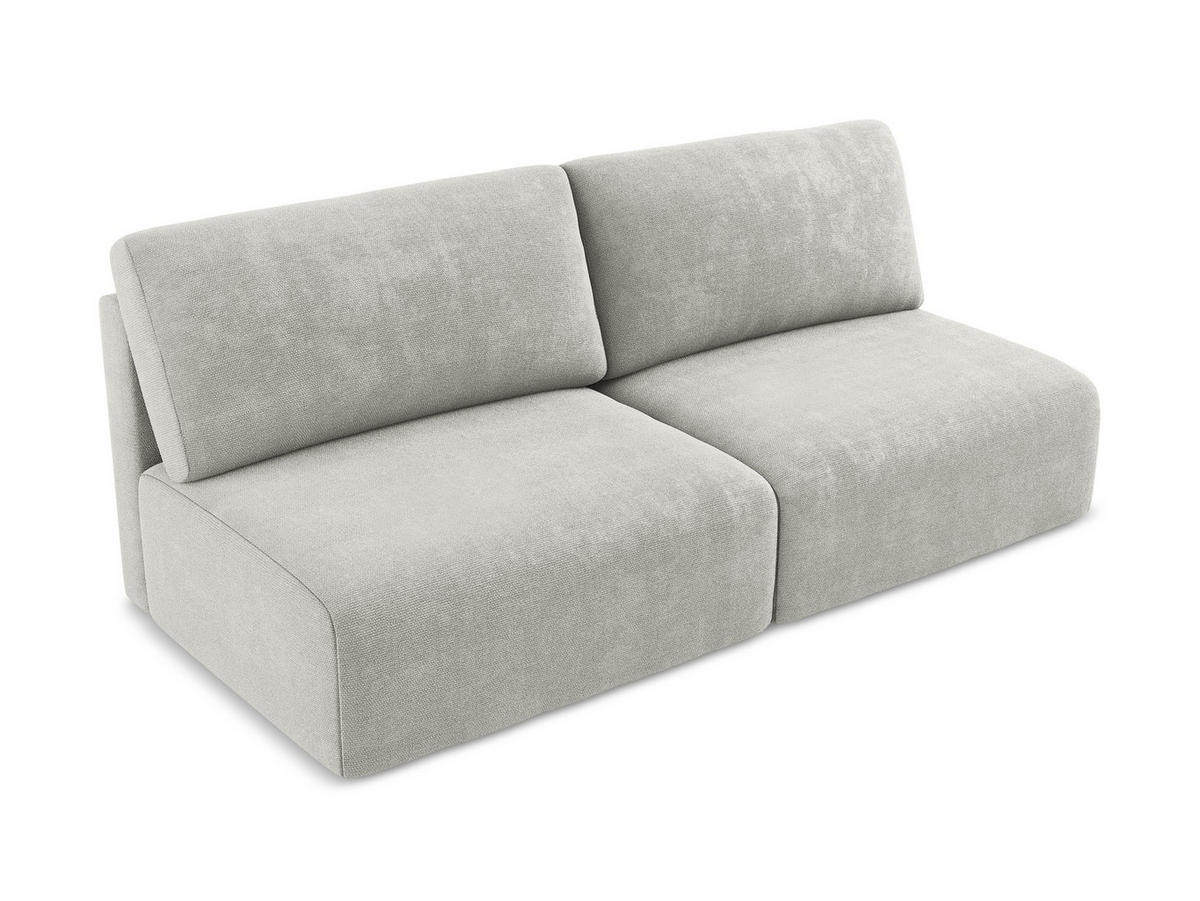 3-SITZER SOFA mit Schlaffunktion Chenille Stoff Grau - Hellgrau/Schwarz, Kunststoff/Textil (216/79/102cm) - Makamii