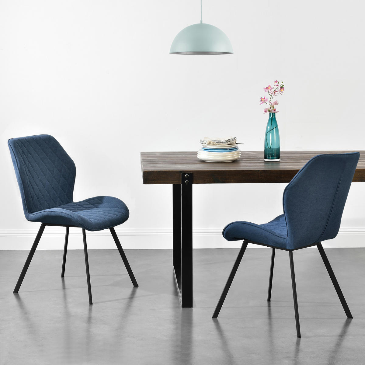 ESSZIMMERSTUHL Sarpsborg 2er Set - Blau, Textil (51/89/64cm) - [en.casa]