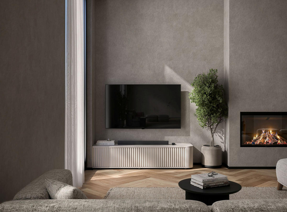 TV stolek Aurora kašmírový matný 140 cm s nízkými nožkami - kašmírová, kompozitní dřevo (140/31/35cm) - Meble Lindner