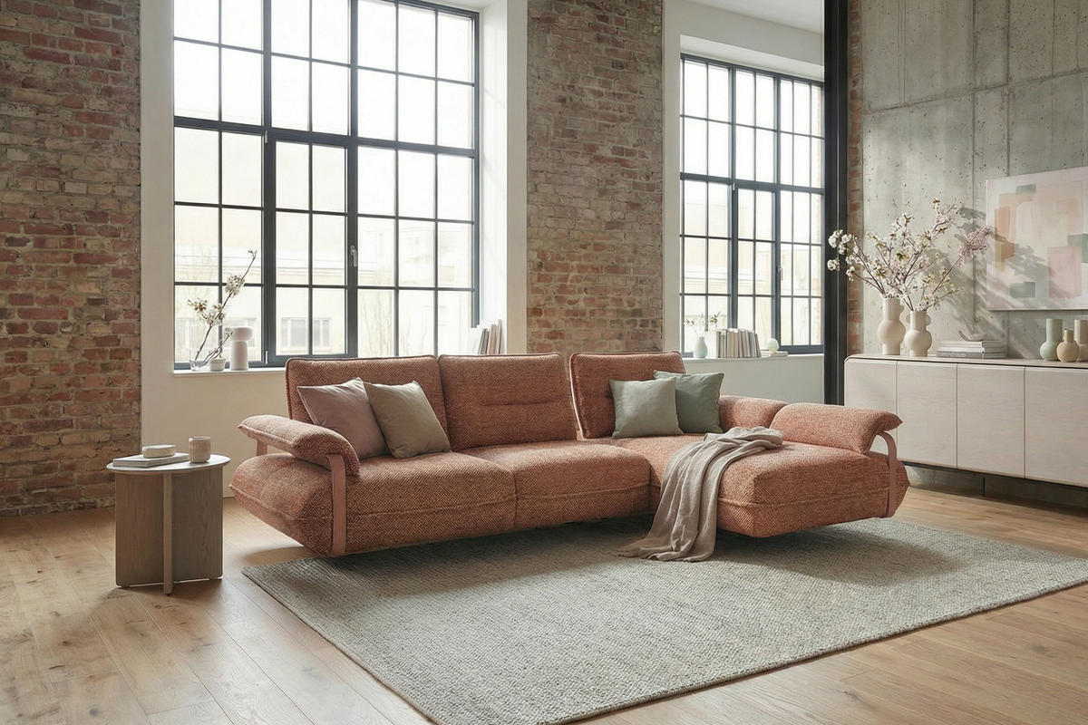 ECKSOFA ANISSA Braun Flachgewebe - Dunkelbraun/Schwarz, Kunststoff/Textil (185/297cm) - KAWOLA