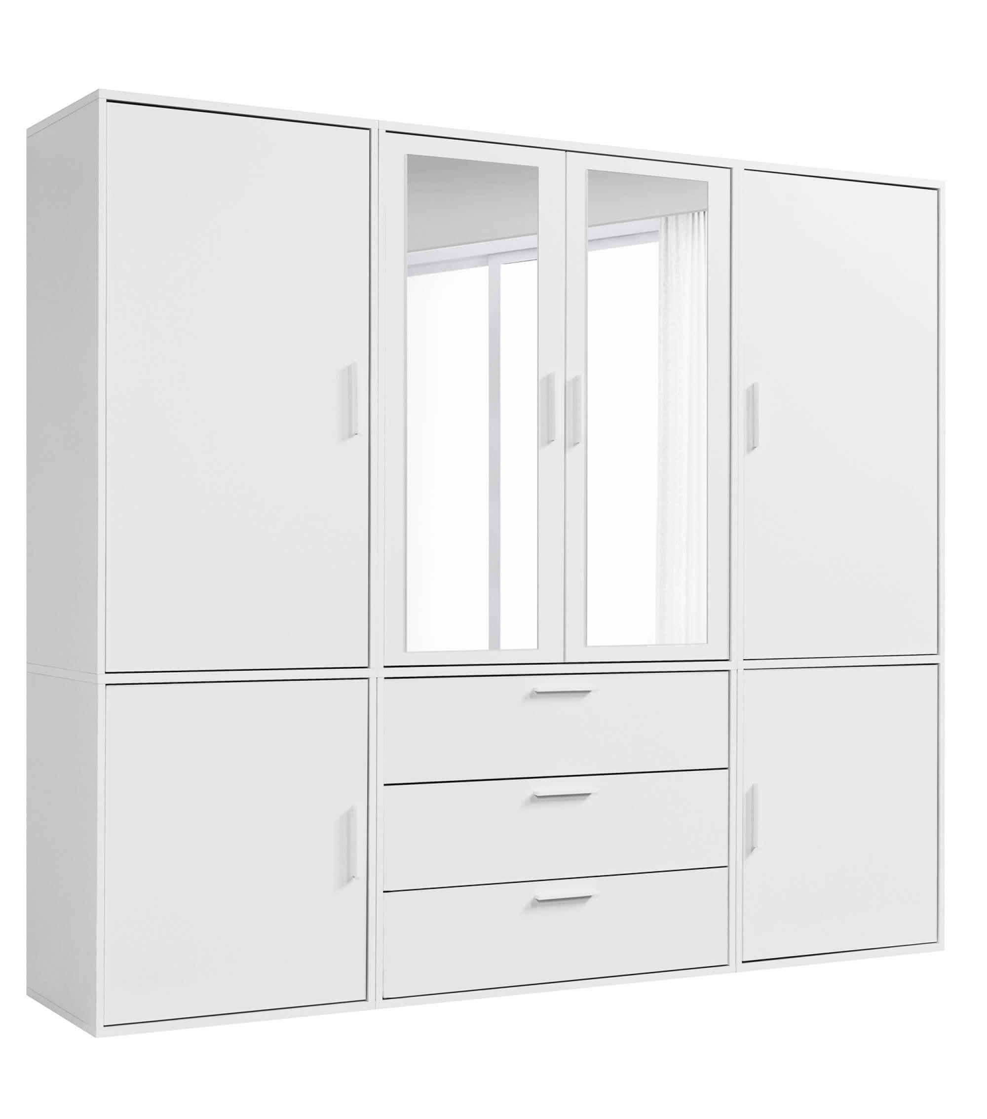 KLEIDERSCHRANK mit Spiegel Der Grenzenlose - Weiß, Holzwerkstoff (210/187/58cm) - Mokebo