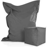 XXL-SITZSACK + Pouf 2er Set - 140x180cm - Grau, Textil (140/25/180cm) - Green Bean