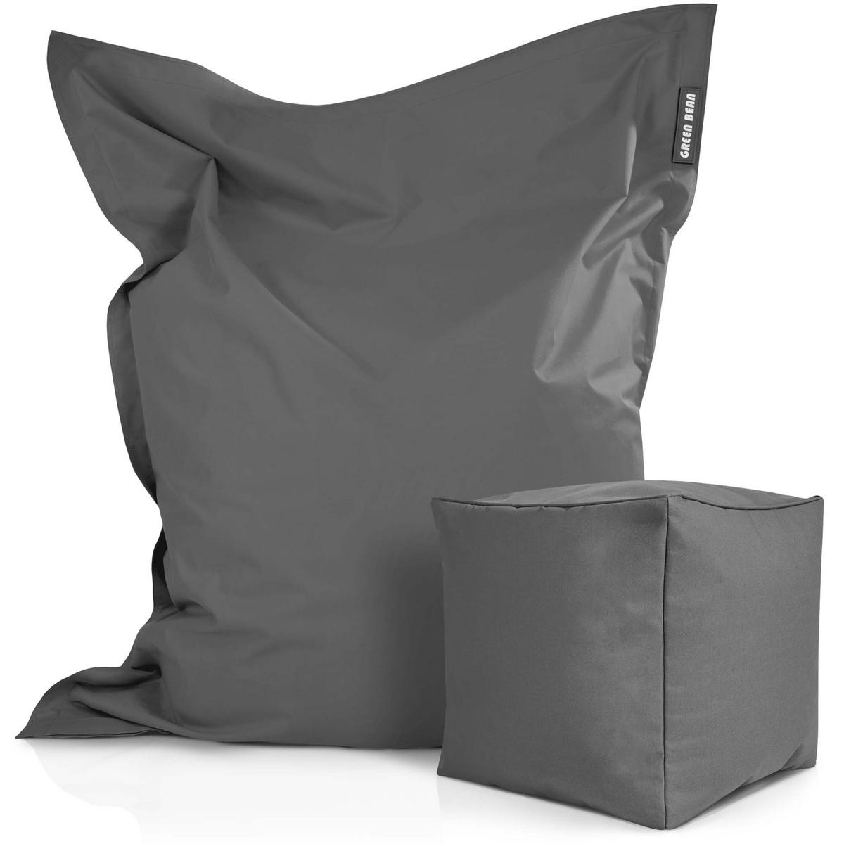 XXL-SITZSACK + Pouf 2er Set - 140x180cm - Grau, Textil (140/25/180cm) - Green Bean