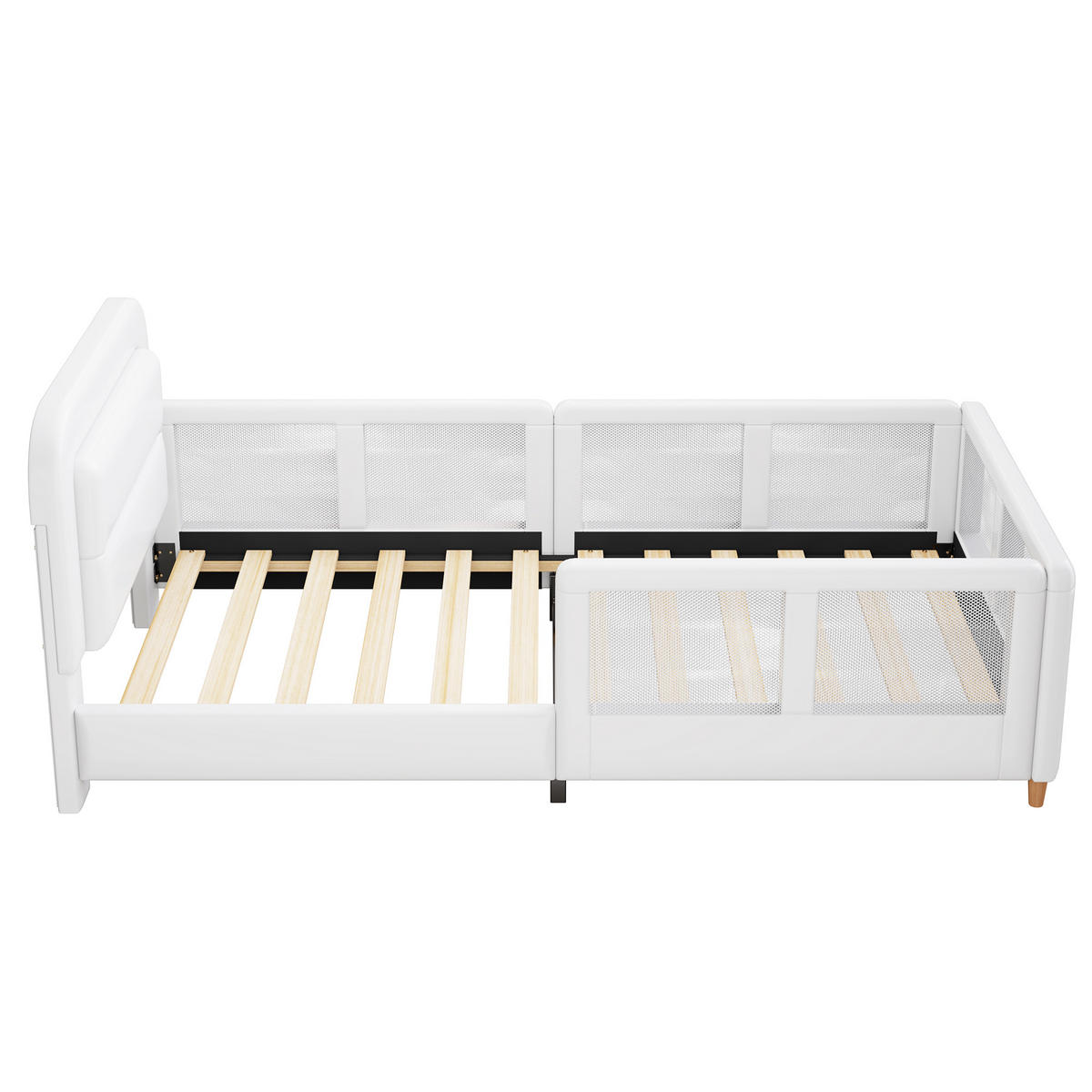 KINDERBETT 90/200 cm DE-03364, mit Sicherheitsgeländer, in Weiß - Weiß, Holzwerkstoff (90/200cm) - ComfortXL