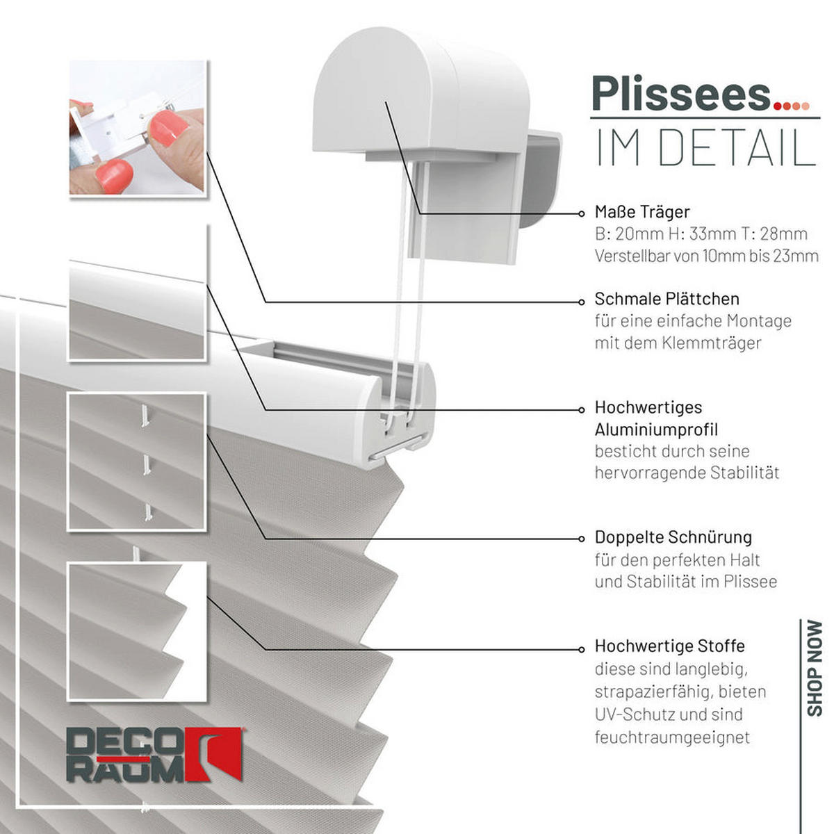 PLISSEE Basic ohne Bohren - Silberfarben, Textil (75/210cm) - Deco-Raum