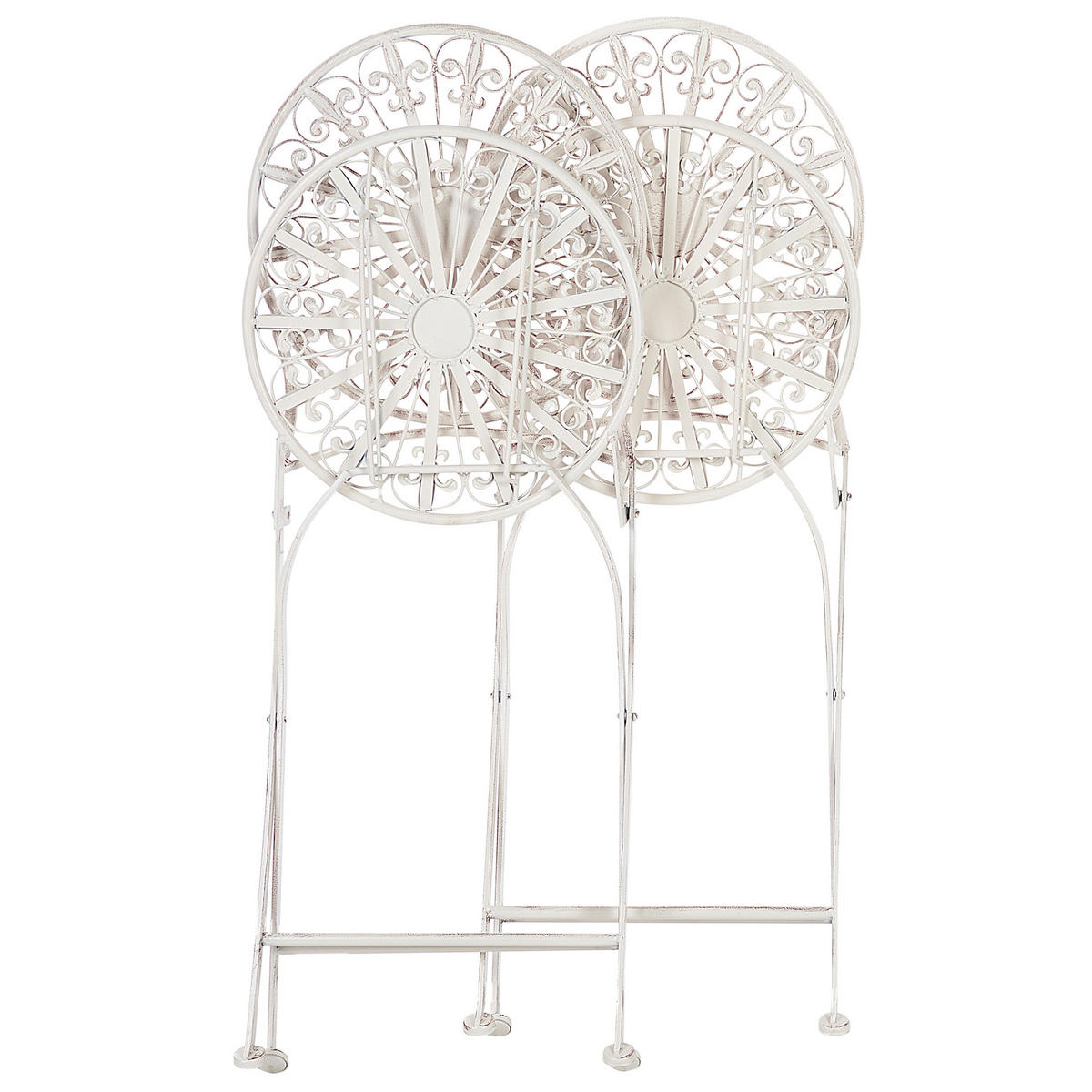 GARTENSTUHL 2er-Set Metall weiß Scafa - Weiß, Metall (45/94/47cm) - Beliani