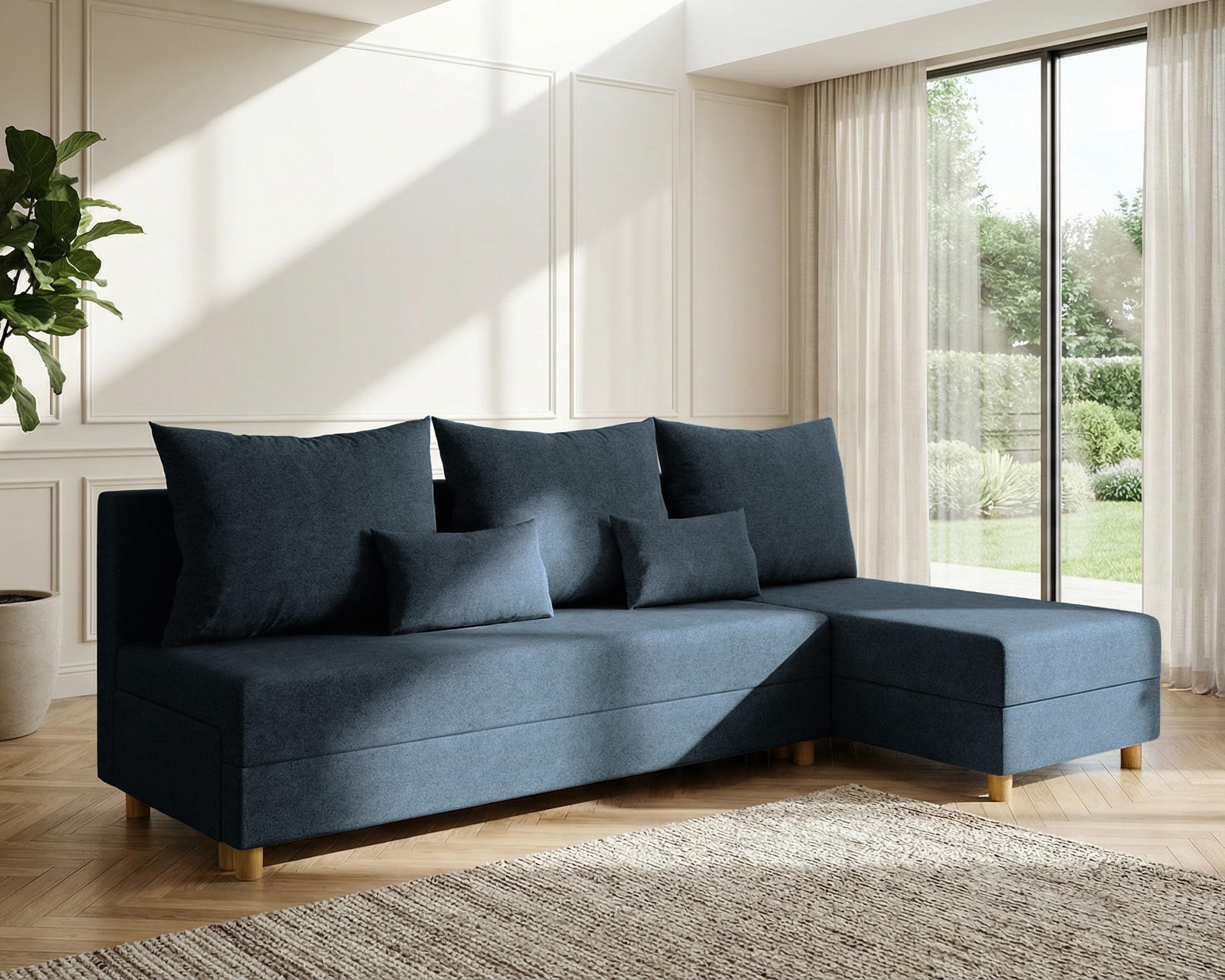 ECKSOFA Lellice L-Form- links oder rechts montierbar, blau - Blau, Holz (214/122cm) - Homesy