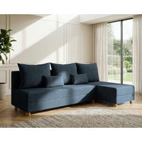 ECKSOFA Lellice L-Form- links oder rechts montierbar, blau - Blau, Holz (214/122cm) - Homesy