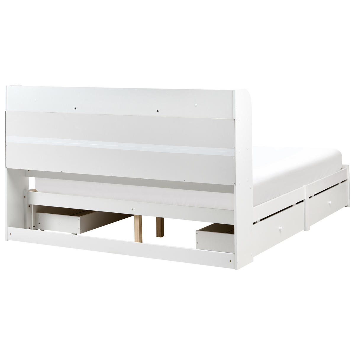 BETT mit Schubladen 160/200 cm MDF-Platte Weiß Bizou - Weiß, Holzwerkstoff (160/200cm) - Beliani