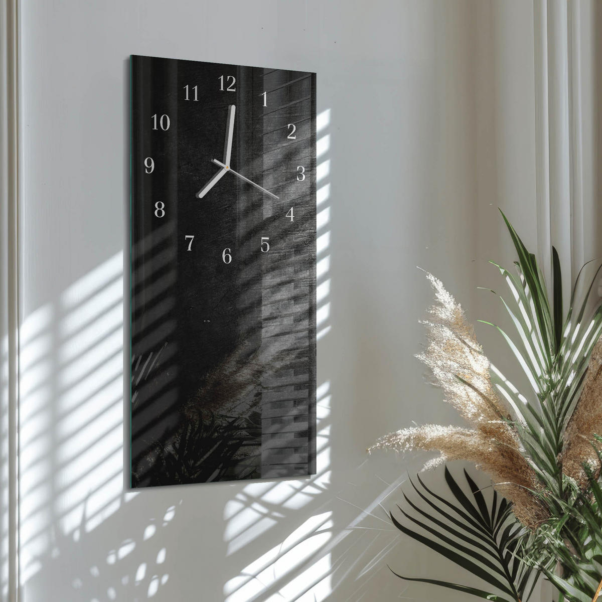 WANDUHR 30x60 cm - Abstraktion - Schwarz, Glas (30/60/0.4cm) - TULUP