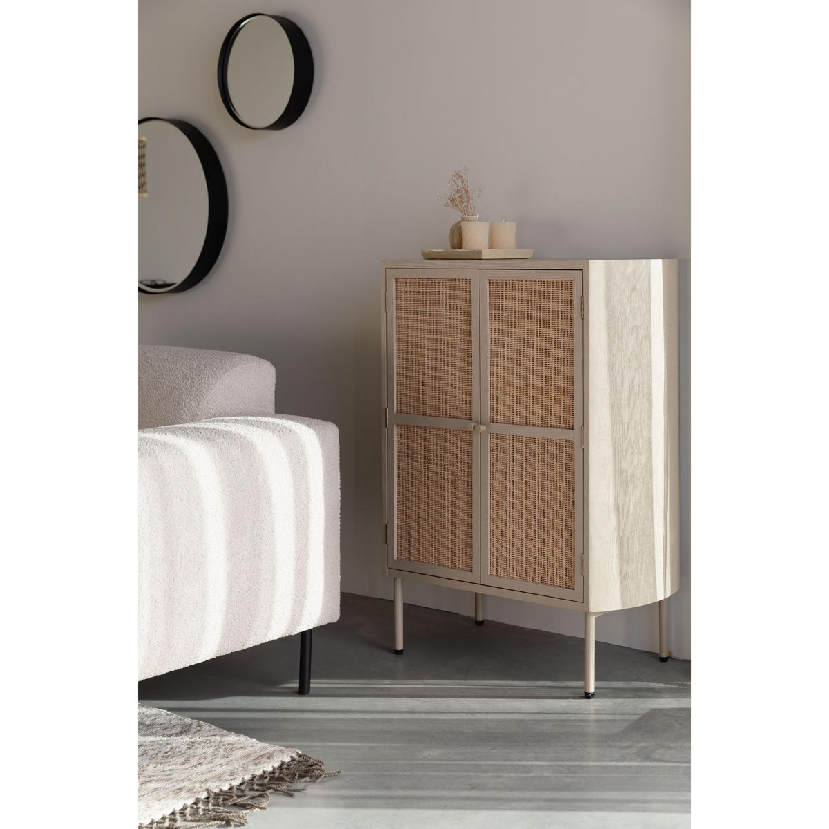 AUFBEWAHRUNGSSCHRANK Amaya Wohnzimmerschränke Rattan - Beige, Holzwerkstoff (80/100/38cm) - Housecraft Living