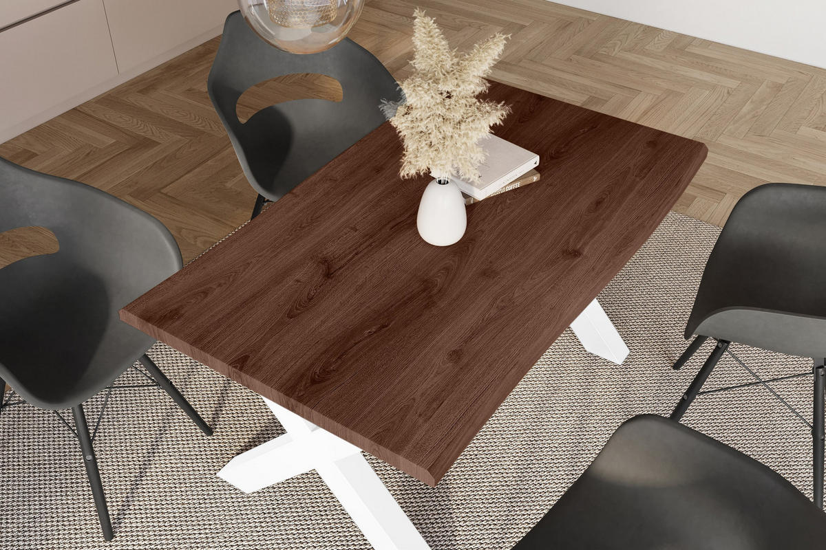 ESSTISCH JULIUS X - Nussbaumfarben/Weiß, Holz (85/160/77cm) - SAM