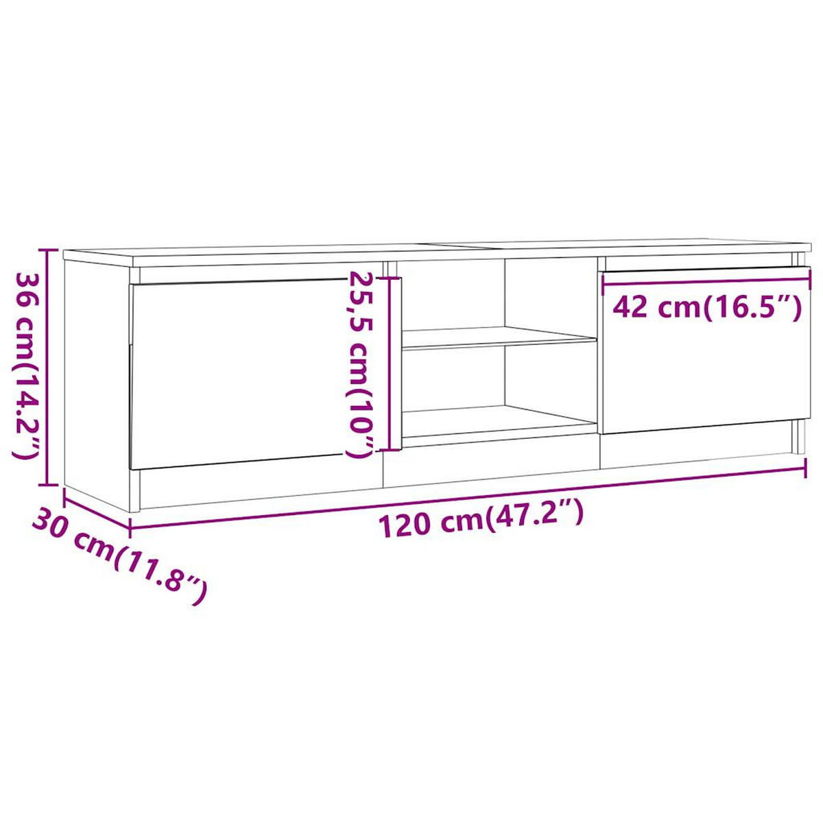 TV-SCHRANK Mit Led-Leuchten Altholz-Optik 120/30/36 Cm - Braun, Holzwerkstoff (30/36/120cm) - vidaXL