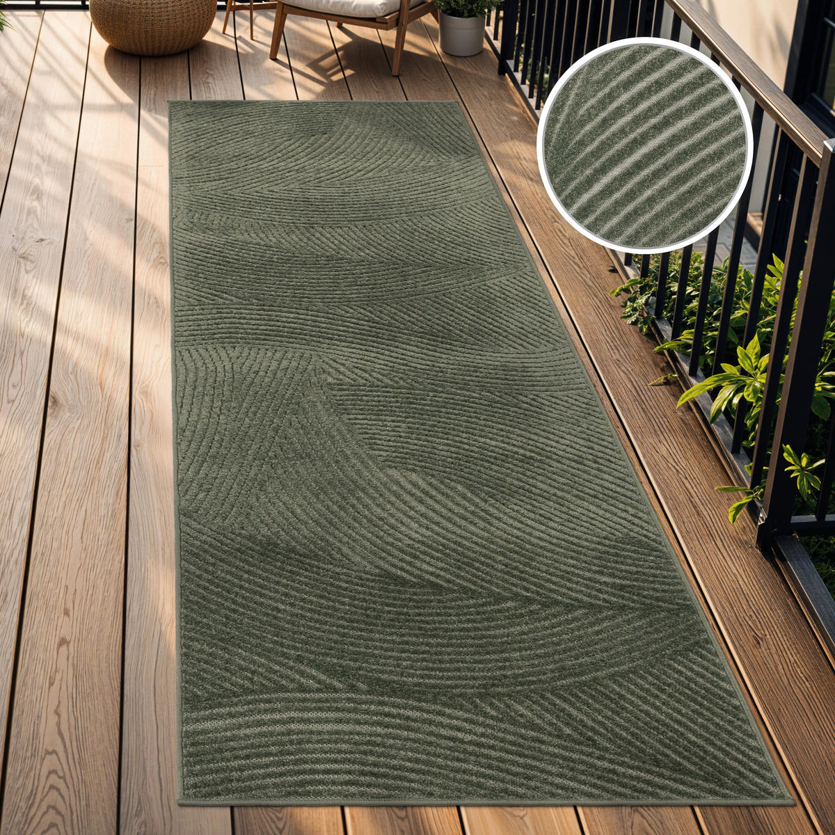 OUTDOORTEPPICH 80/250 cm Cotton 235 - Grün, Textil (80/250cm) - Paco Home