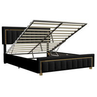 POLSTERBETT 140x200 cm mit hydraulischem Stauraum, Lattenrost Schwarz - Schwarz, Holz/Metall (140/200cm) - PARAFTA HOME